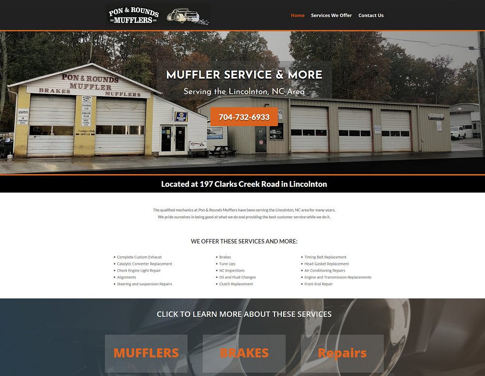 project_Pon and Rounds Mufflers NC Website Designers